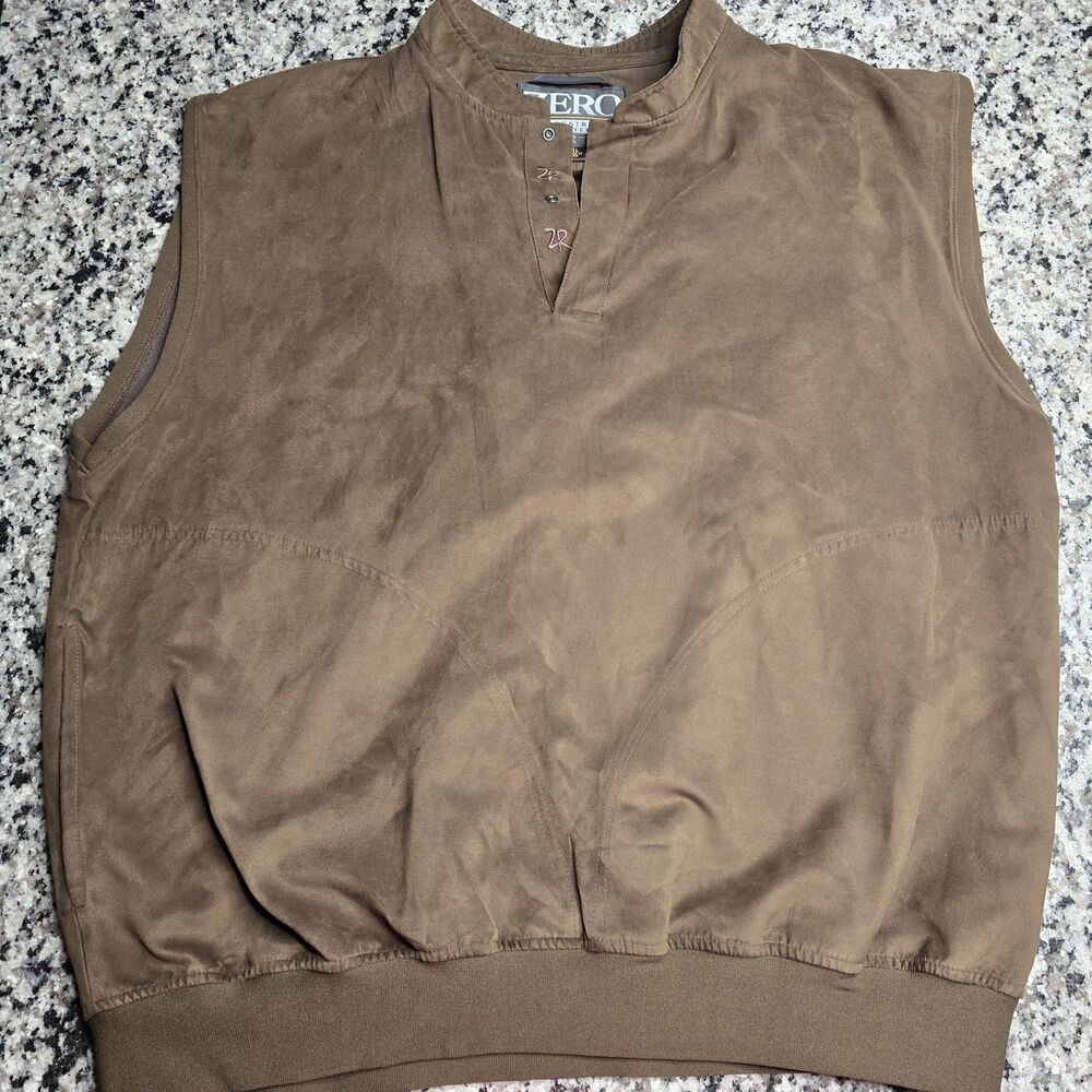 Zero Restriction Golf Outerwear Men's Brown Vest Micro-suede Size XL 1/4 Snap